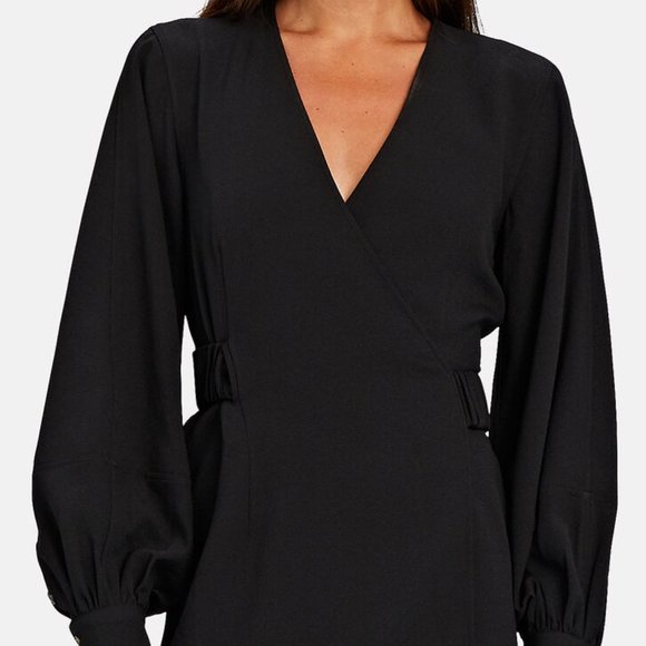 Ganni NWT Crepe Black wrap dress Size 36 US Small - Picture 3 of 11